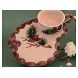7-Pc Signed Black Hill Clay Hand-Painted Mid-Century Luncheon Set