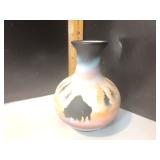 Signed Southwestern Art Pottery Vase – Bear & Pine Design