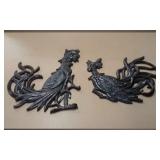 MCM Cast Metal Sexton Fighting Roosters Wall Hangers