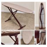Vintage Folding Ironing Board - Burgundy Metal Frame - Padded Cover