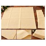 84 x 60 Buttercream Yellow Tablecloth with 5 Matching Napkins - White Dot Detail