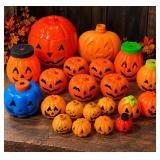 Assorted Halloween Pumpkin Treat Containers & Light Covers - Some Vintage
