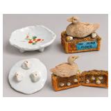Duck "No Noise Please" Hinged Trinket Box & Footed Porcelain Dish