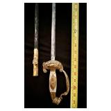 1800s Etched Blade Royal Sword Crafted By Legendary Johann Stroblberger of Munich W-Leather Scabbard