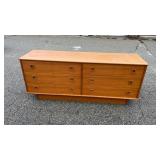Dyrlund Danish Mid-Century Modern Teak 6-Drawer Lowboy Dresser, 69" Wide
