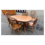 Richardson Brothers Oak Pedestal Dining Table & 5 Windsor Chairs