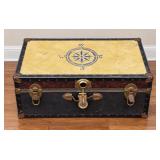 Humpback Trunk with Hand Painted Design and Lined Interior