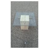 Artedi Geometric Travertine and Brass Coffee Table