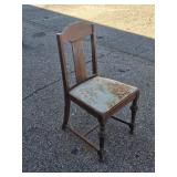 Vintage Side Chair with a High, Arched Backrest, Central Splat and a Drop-In Upholstered Seat