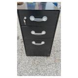 Black 3 Drawer Metal File Cabinet w/ Keys