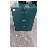 Green 3 Drawer Metal Filing Cabinet