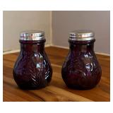Vintage Inverted Amethyst Thistle Salt & Pepper Shakers from Mosser Glass