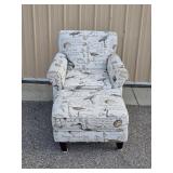 Vintage Upholstered Armchair w/ Bird Designs