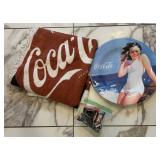 Vintage Coca-Cola Beach Towel, Train and Serving Platter