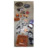 Halloween Decor Lot - Rubber Snakes, Skull Mask, Witch Hat, Pumpkins & Ghosts