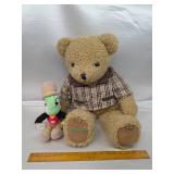 Vintage JC Penney Holiday Collection Stuffed Bear w/ Stuffed Jiminy Cricket