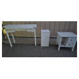 Vintage White Wood Desk, White Nightstand and White Cupboard
