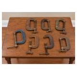 Lot of 7 Vintage Cincinnati Tool Inc 4- and 5-Inch Deep Throat Clamps