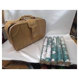 5 New Rolls of 56 Sq. Ft of Imperial Wallpaper w/ Vintage Harmony Leather Suitcase