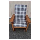 Vintage Mission Style Rocking Chair w/ Plaid and Flower Cushions