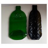 Vintage Set of Kiln Slumped Flattened Bottles - Tanqueray Gin & Brian