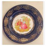 Limoges Castel France Courting Couple Plate - 7 1/2" - Signed - 22K Gold Gilt