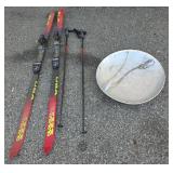 Skis and Vintage Metal Sled