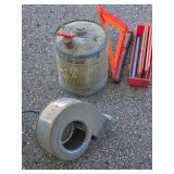 Gas Can, Warning Signs and Blower