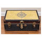 Vintage Trunk with Key and Nautical Stencil