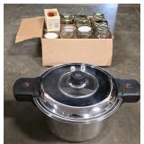 Waterless, Greaseless  Pressure Cooker with Box of Mason Jars and Lids