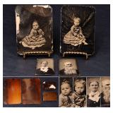 Antique Victorian Family Tintype Photo Group 4 Portraits Possible Hidden Mother – Potterville