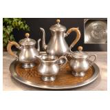 Exceptional Royal Holland KMD Tiel Pewter Coffee Tea Service w/Wood Tray - 5pc – Potterville