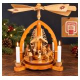 East German Erzgebirge Wooden Nativity Christmas Pyramid Candle Carousel – Potterville