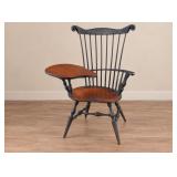 Amish-Made Windsor Writing Arm Chair with Side Desk and Lower Shelf - S.R.H. 