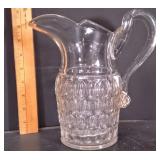 Antique c.1860s EAPG Argus Early Thumbprint Flint Glass Water Pitcher Applied Handle – Potterville