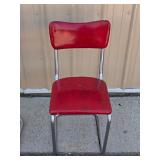 Set of 3 Mid-Century Style Red Vinyl & Chrome Cantilever Dining Chairs – Estate Sales Warehouse (GR)