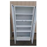 Tall Free-Standing White Metal Storage Cabinet w/ Shelves