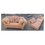 Henredon Upholstered Love Seat with Matching Sectional Chairs