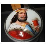 Antique c.1900 King Gambrinus Glass Beer Stein w/ Pewter Lid & Porcelain Medallion – Potterville