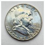 1963 D - Silver Franklin Half Dollar