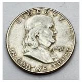 1951 - Silver Franklin Half Dollar