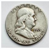 1953 S - Silver Franklin Half Dollar