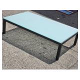 Rectangular Frosted Glass Coffee Table with Black Metal Frame