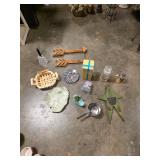 Mixed Home Decor Lot with Wooden Arrows, Zebra Plate & Mr. Peanut Decanter