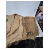Collection of 8 Vintage Burlap Advertising Bags