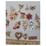 Small Collection of Metal Christmas Brooches