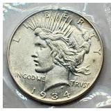 1934 - Peace Silver Dollar - GEM BU