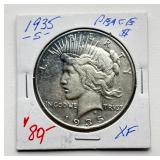 1935 S - Peace Silver Dollar - XF