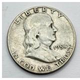 1954 S - Franklin Silver Half Dollar
