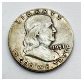 1957 - Silver Franklin Half Dollar